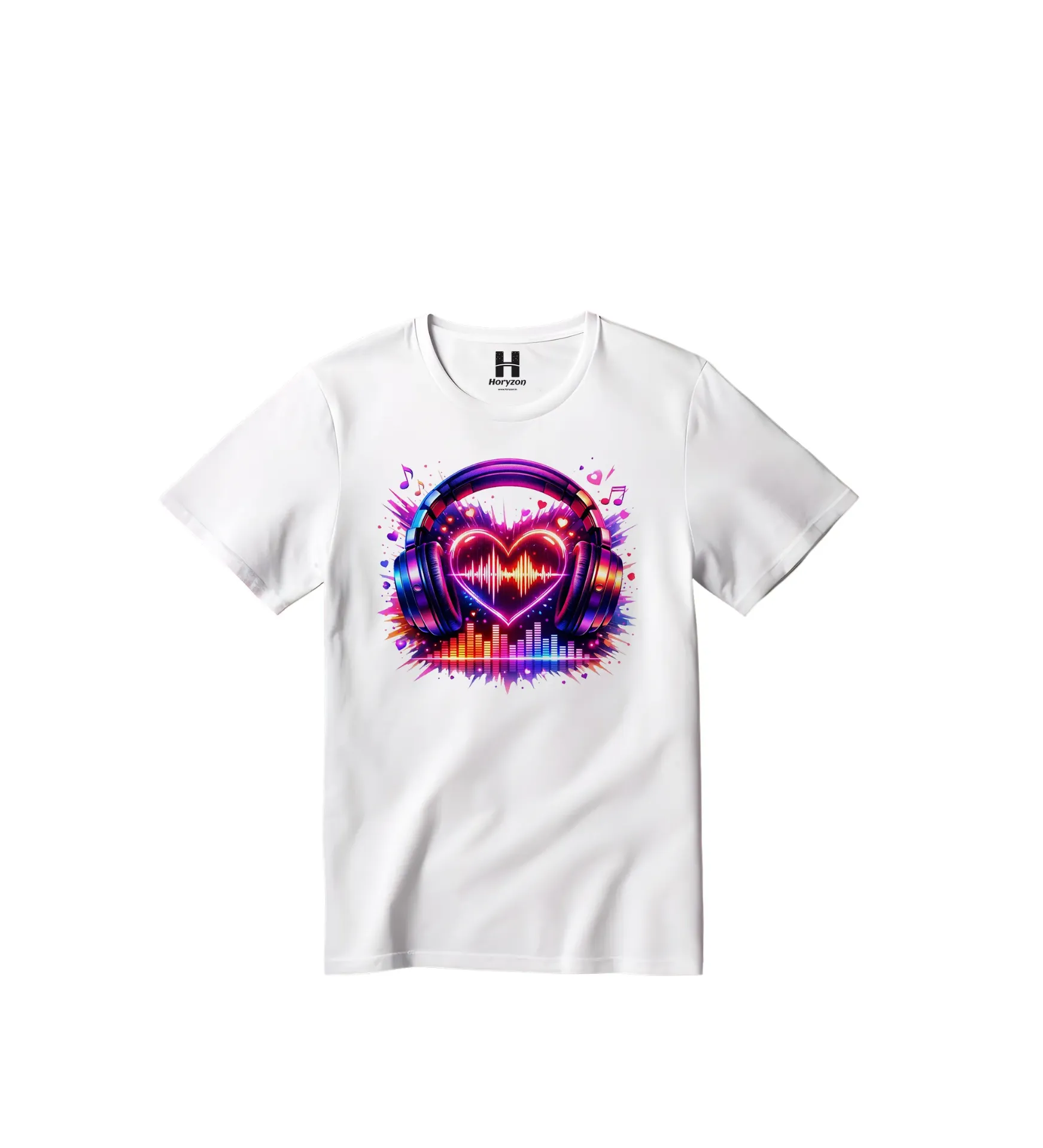 Music Lover Graphic Print T-Shirt - 100% Cotton, Half Sleeve, Unisex Fit, White