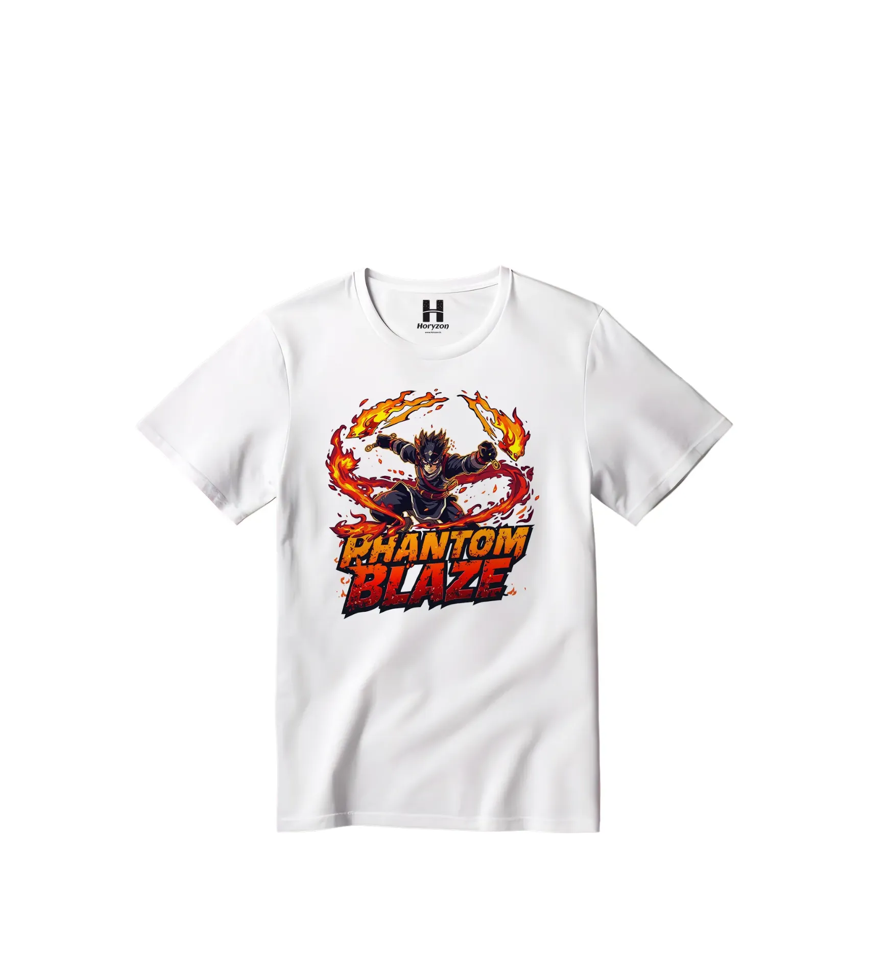 Phantom Blaze Graphic Print T-Shirt - 100% Cotton, Half Sleeve, Unisex Fit, White (0-6 Months, Online Payment)