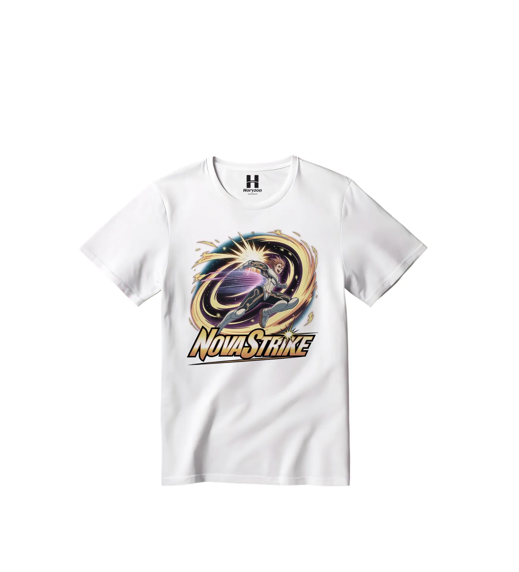 Nova Strike Graphic Print T-Shirt - 100% Cotton, Half Sleeve, Unisex Fit, White (0-6 Months, Online Payment)
