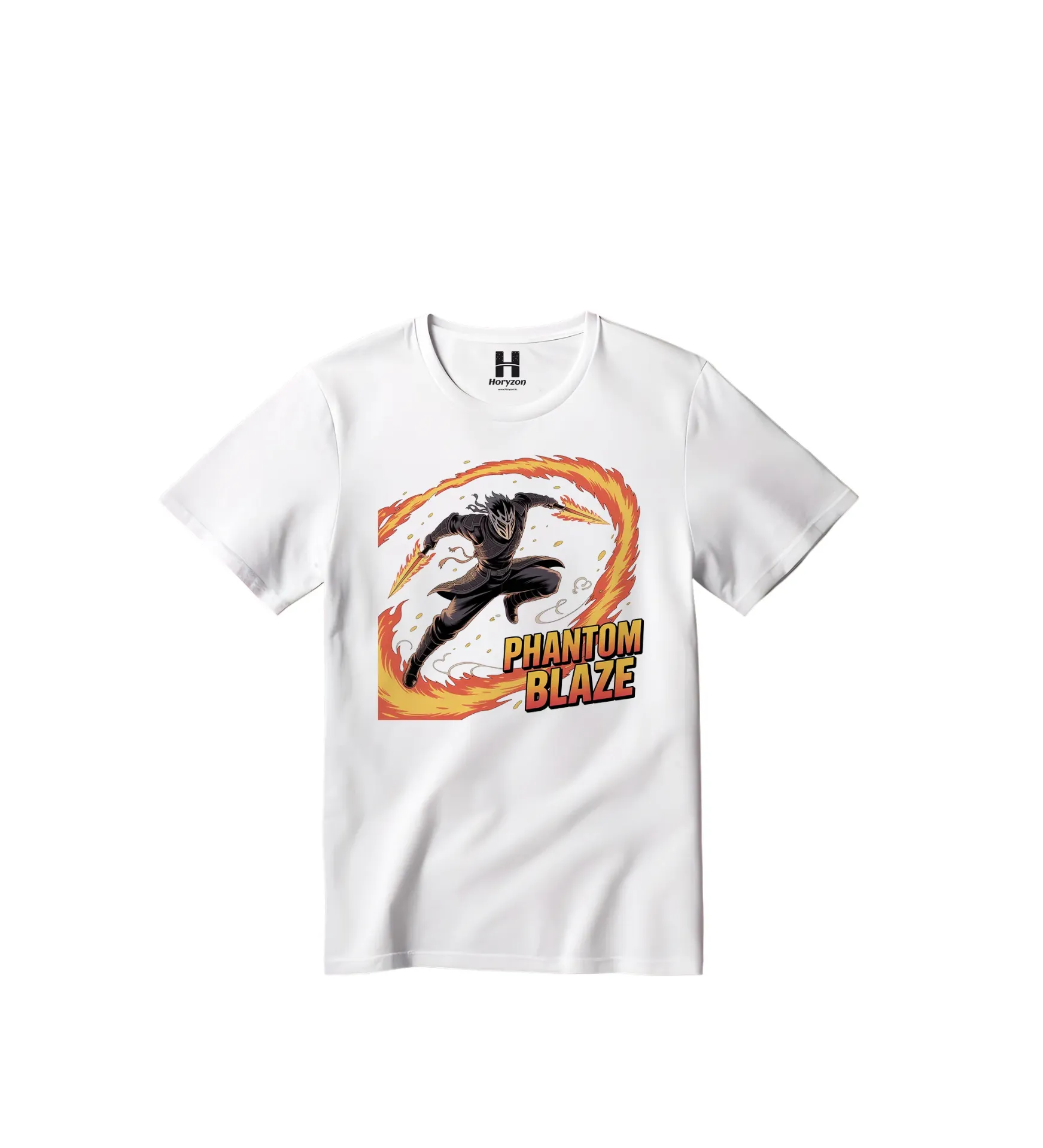 Phantom Blaze Graphic Print T-Shirt - 100% Cotton, Half Sleeve, Unisex Fit, White (0-6 Months, Online Payment)