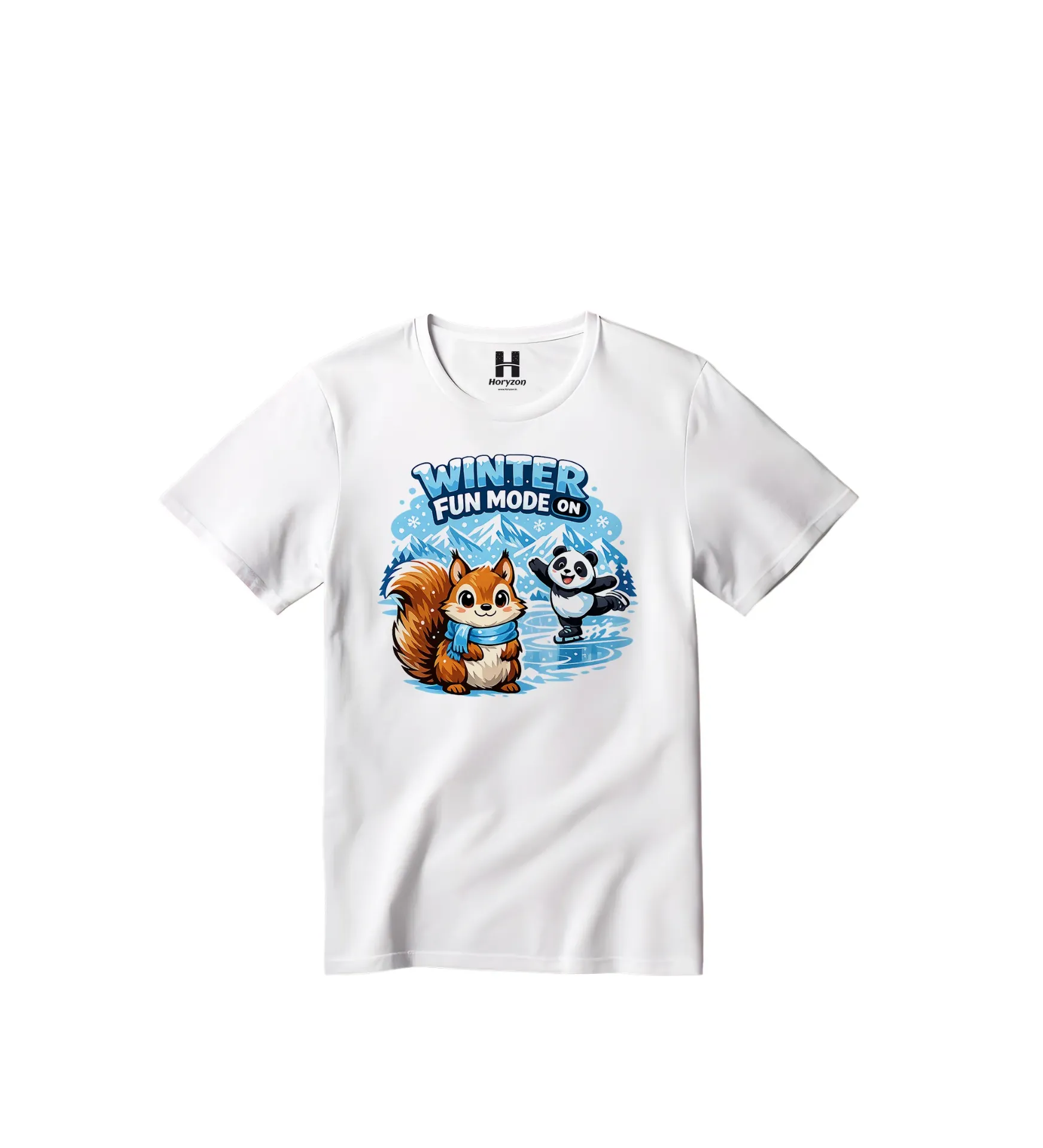 Winter Fun mode on Graphic Print T-Shirt - 100% Cotton, Half Sleeve, Unisex Fit, White (0-6 Months, Online Payment)