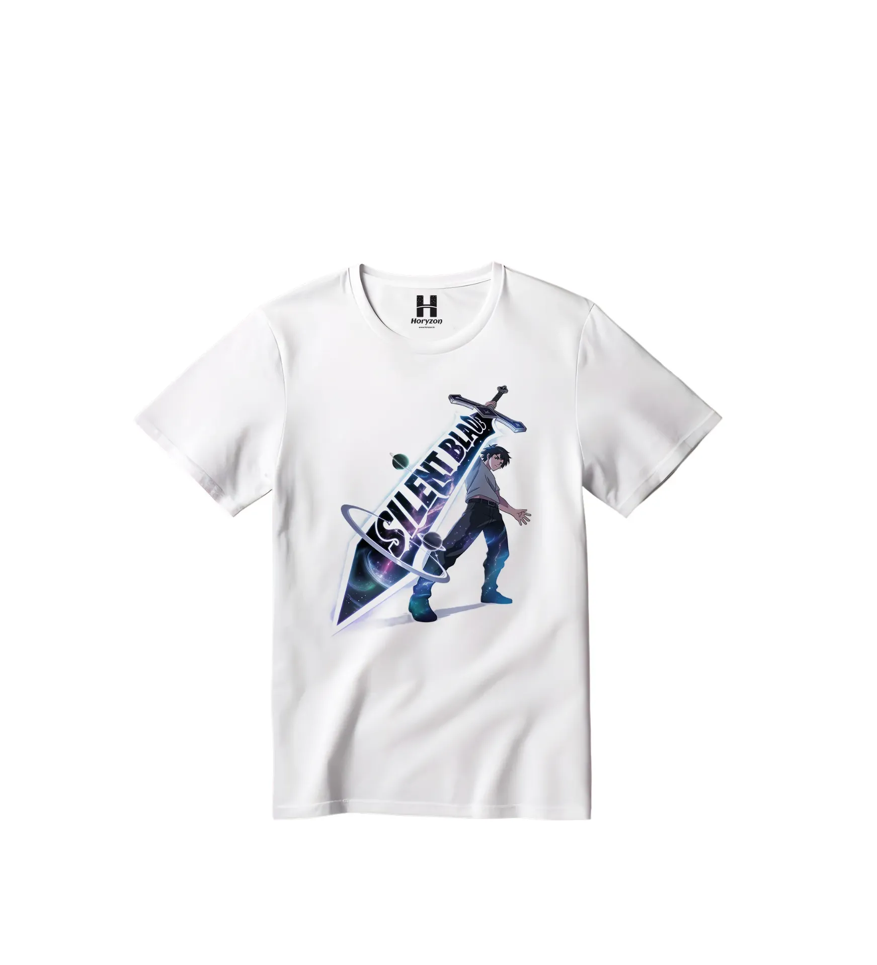 Silent Blade Graphic Print T-Shirt - 100% Cotton, Half Sleeve, Unisex Fit, White (0-6 Months, Online Payment)