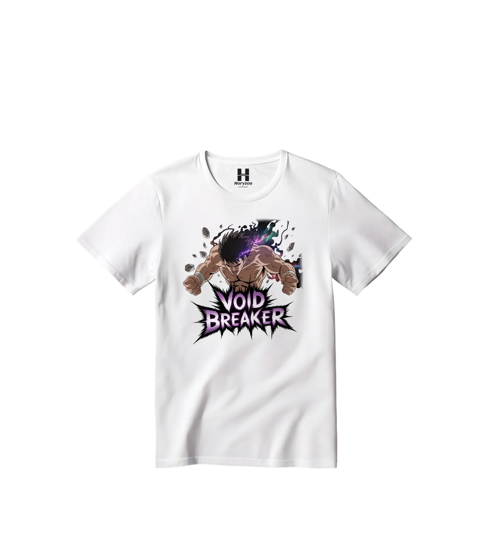Void Breaker Graphic Print T-Shirt - 100% Cotton, Half Sleeve, Unisex Fit, White