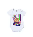 Happy Birthday Graphic Print Romper - 100% Cotton, Half Sleeve, Unisex Fit, White | Holi Romper / Onesies